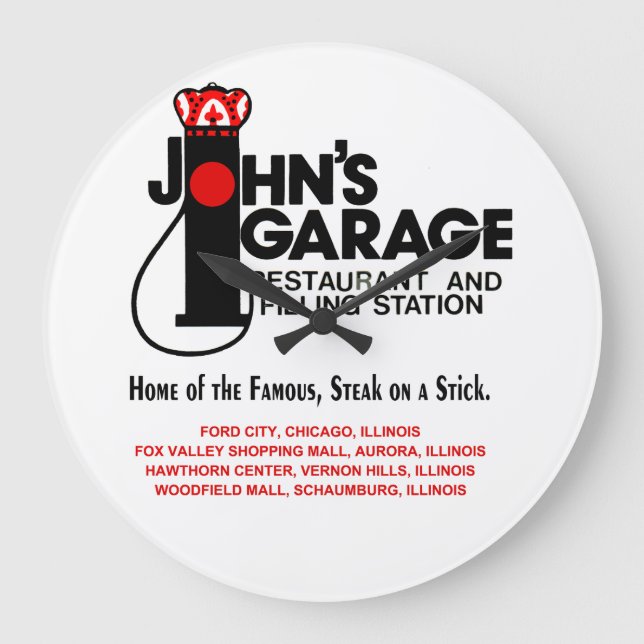John's Garage Restaurants in Illinois Große Wanduhr (Vorderseite)