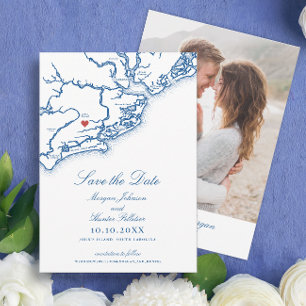 Johns Island SC Karte Elegant Navyblaue Hochzeit