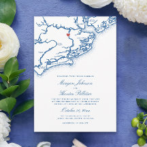Johns Island SC Karte Elegant Navyblaue Hochzeit