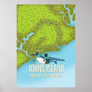 Johns Island ,South Carolina USA Karte. Poster