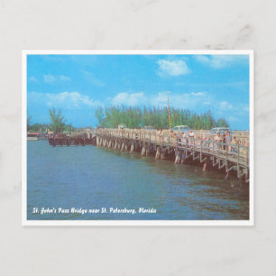 John's Pass Bridge, Florida Vintag Postkarte