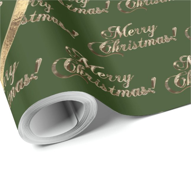 Johnson Family Christmas Green Imitate Gold Geschenkpapier (Rolleneckpunkt)