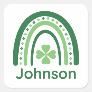 Johnson Name Clover Boho Regenbogen Quadratischer Aufkleber