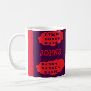 Johnson name on red and lila design fun type kaffeetasse