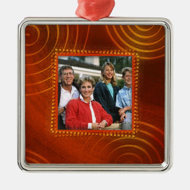 Johnsons Familie | Weihnachts-Fotovorlage Silbernes Ornament (Vorne)