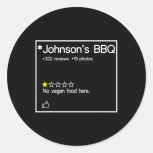 Johnsons Grillen "No Vegan Food Here One Star" Runder Aufkleber