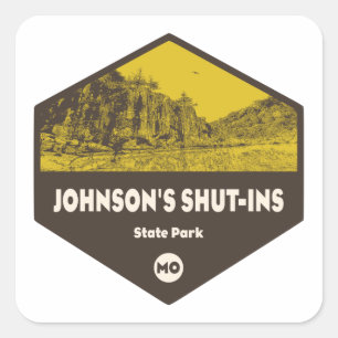 Johnsons Shut-Ins Staat Park Missouri Quadratischer Aufkleber