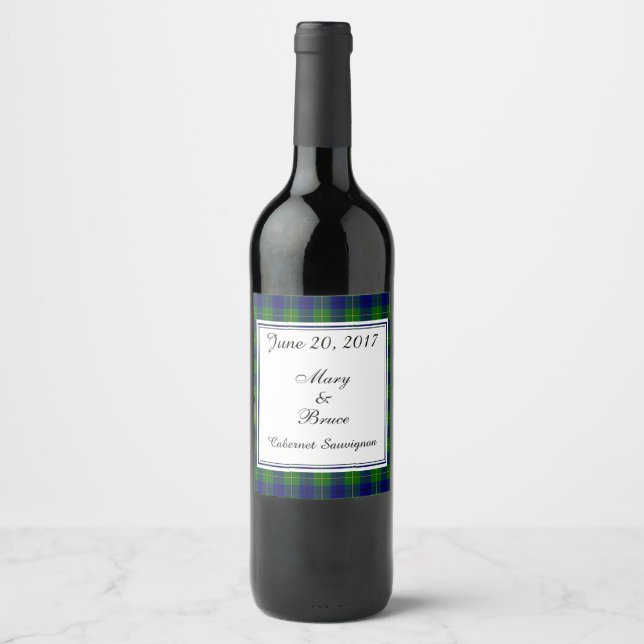 Johnston Scottish Wedding Wine Label Weinetikett (Vorderseite)
