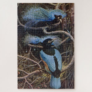 Johnston Vintage Blue Bird Paradise Illustration Puzzle
