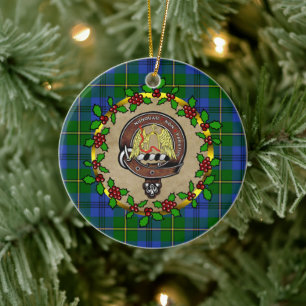 Johnstone Abzeichen & Tartan Personalisierte Weihn Keramik Ornament