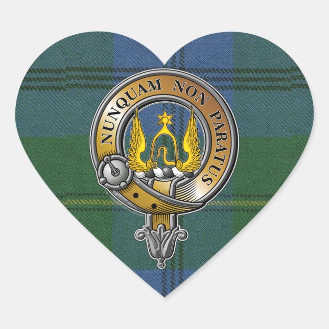 Johnstone Tartan & Badge Herz-Aufkleber (Vorderseite)