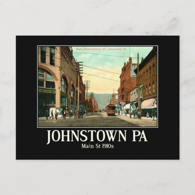 Johnstown PA Main St 1910s Postkarte (Vorderseite)