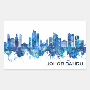 Johor Bahru Malaysia Skyline Blue Rechteckiger Aufkleber