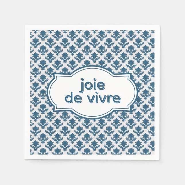 Joie De Vivre Elegant French Tapestry Blue White Serviette (Vorderseite)