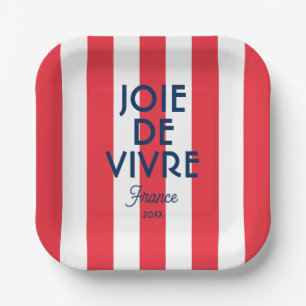 Joie De Vivre France Red Cabana Stripe Französisch Pappteller