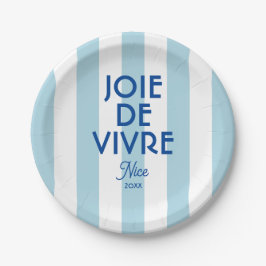Joie De Vivre Nice Blue Cabana Stripe Französisch Pappteller