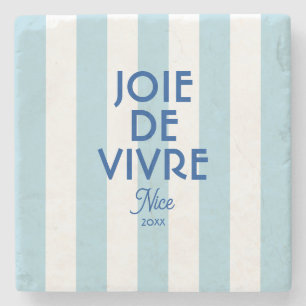 Joie De Vivre Nice Blue Cabana Stripe Französisch Steinuntersetzer