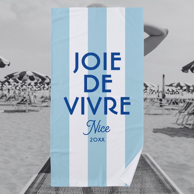 Joie De Vivre Nice Blue Cabana Stripe Französisch Strandtuch (Von Creator hochgeladen)