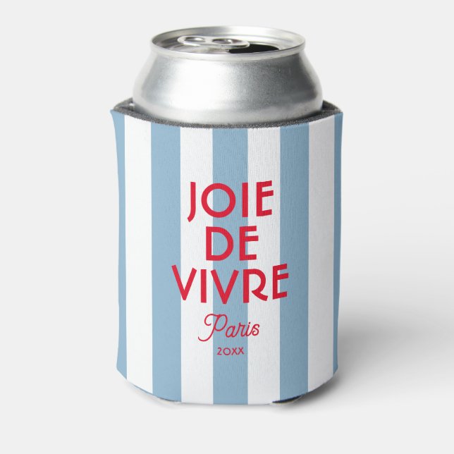 Joie De Vivre Paris French Blue Cabana Stripe Dosenkühler (Kanne Rückseite)