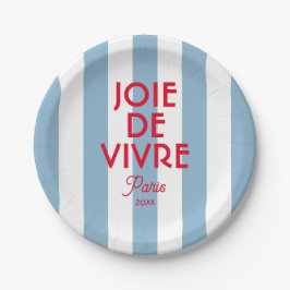 Joie De Vivre Paris French Blue Cabana Stripe Pappteller