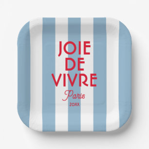 Joie De Vivre Paris French Blue Cabana Stripe Pappteller