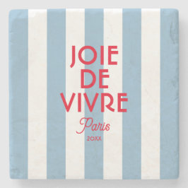 Joie De Vivre Paris French Blue Cabana Stripe Steinuntersetzer