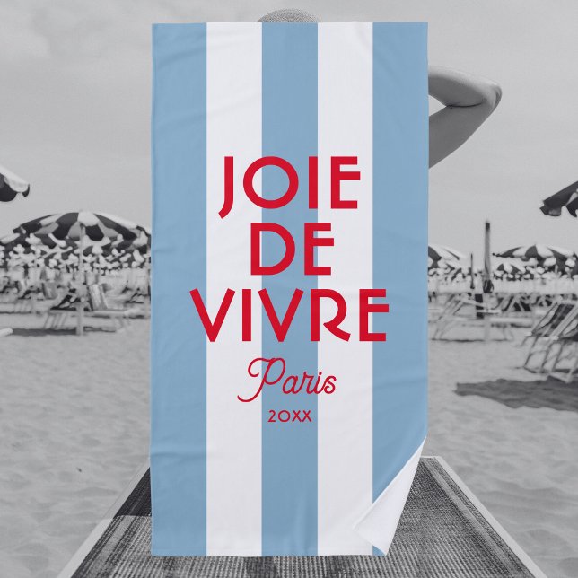 Joie De Vivre Paris French Blue Cabana Stripe Strandtuch (Von Creator hochgeladen)
