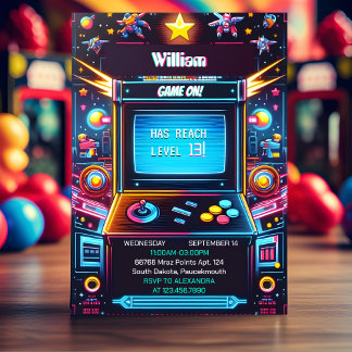 Join Boy Cool Kids Gaming Level Up 13. Geburtstag Einladung