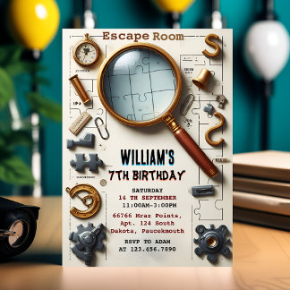 Join Clue Spy Escape Room 7. Geburtstag Einladung