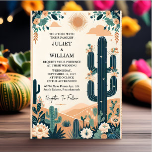 Join Elegant Fiesta Cactus Floral Mexican Wedding Einladung