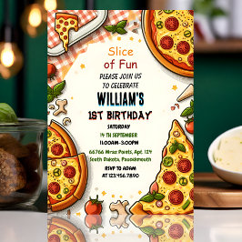 Join Food Junge Teeny Pizza ersten 1. Geburtstag Einladung