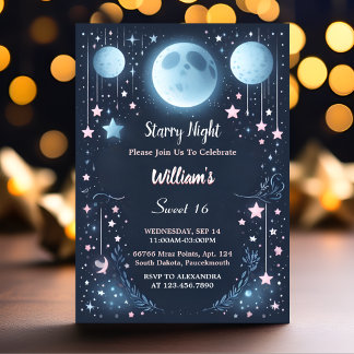 Join Nature Galaxy Mystical Starry Night Sweet 16 Einladung