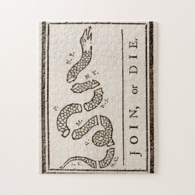  Join oder Die Benjamin Franklin Politischer Carto Puzzle (Vertikal)