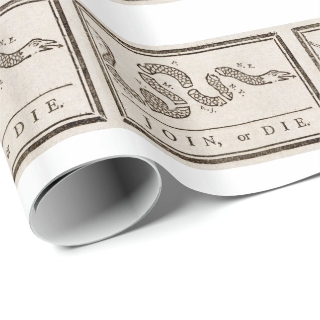 Join oder Die Benjamin Franklin Politischer Cartoo Geschenkpapier (Rolleneckpunkt)