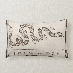 Join oder Die Benjamin Franklin Politischer Cartoo Lendenkissen
