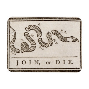 Join oder Die Benjamin Franklin Politischer Cartoo Magnet