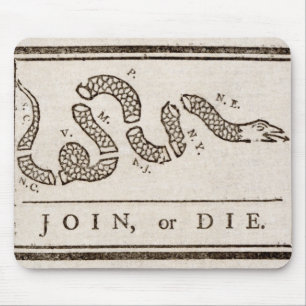Join oder Die Benjamin Franklin Politischer Cartoo Mousepad