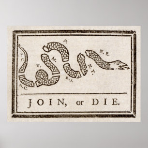 Join oder Die Franklin Rattlesnake Politischer Car Poster