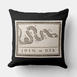 Join or Die Klapperschlange: Cartoon Benjamin Fran Kissen