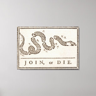 Join or Die Klapperschlange: Cartoon von Benjamin  Leinwanddruck