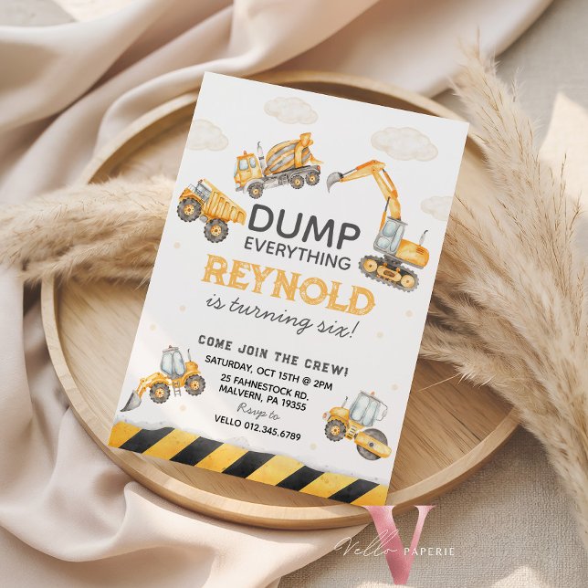 Join the Crew Dump Trucks Construction Birthday Einladung (Von Creator hochgeladen)