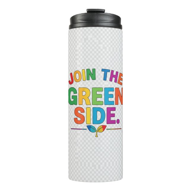 Join the Green Side, T - Shirt. Thermosbecher (Vorderseite)