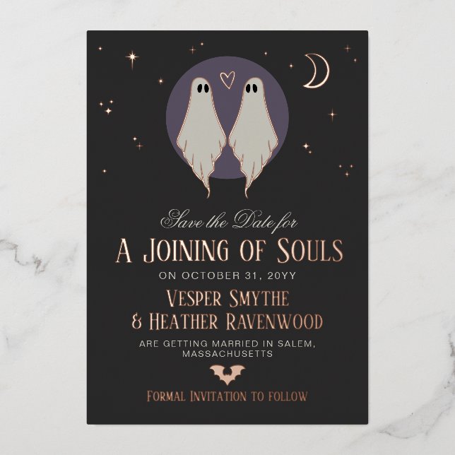 Joining of Souls Ghosts Lesbian Save the Date Folieneinladung (Vorderseite)