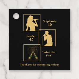 Joint Birthday Double the Fun Black Gold Geschenkanhänger