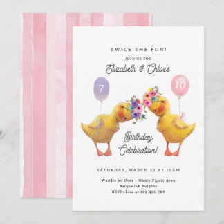 Joint Birthday Invite, Duck Double Party Einladung
