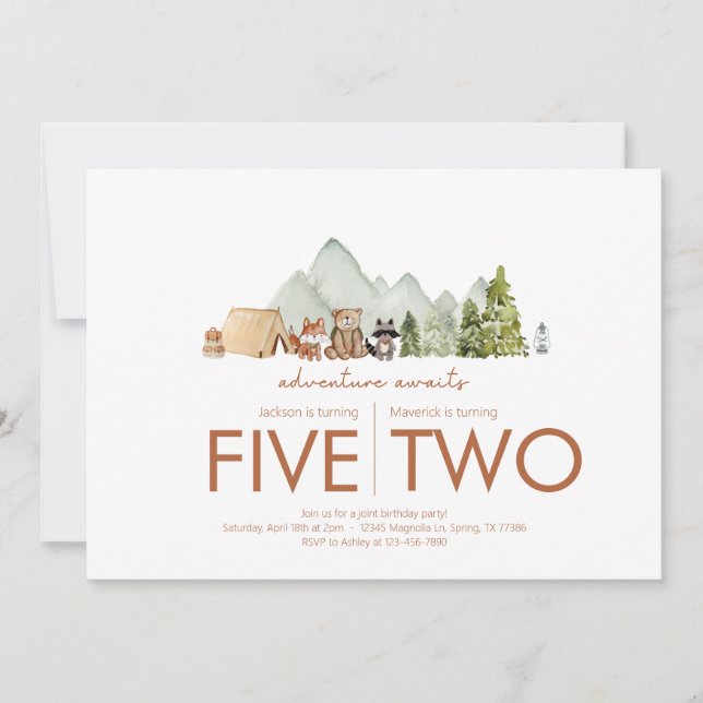 Joint Birthday Party - Adventure Awareness Theme Einladung (Vorderseite)