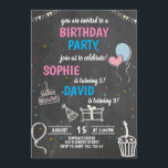 Joint Birthday Party Boy & Girl Chalkboard Niedlic Einladung<br><div class="desc">Joint Birthday Party Boy & Girl Chalkboard Niedlich</div>
