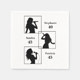 Joint Birthday Triple the Fun Minimalist Black Serviette