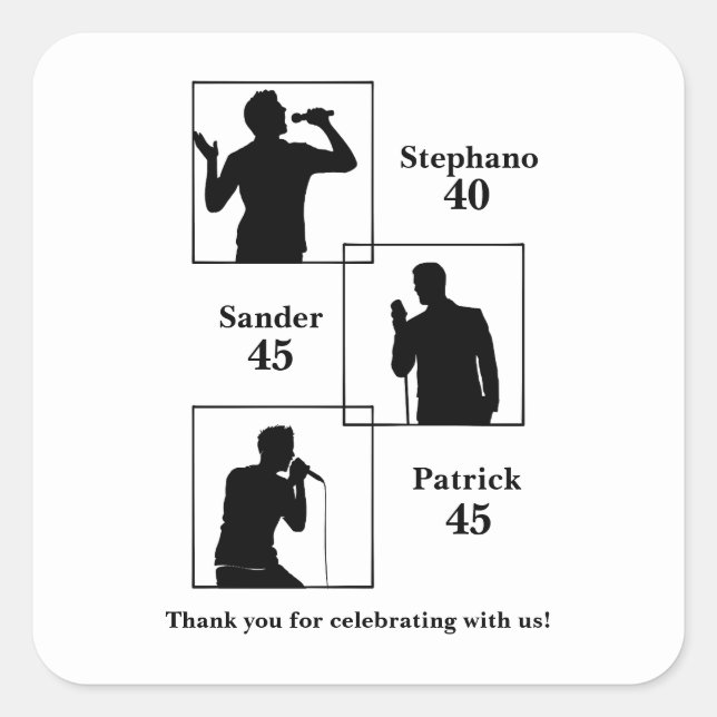 Joint Birthday Triple the Fun Minimalist White Quadratischer Aufkleber (Vorderseite)