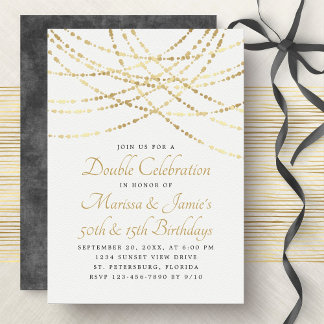 Joint Double String Lights Black Gold Einladung